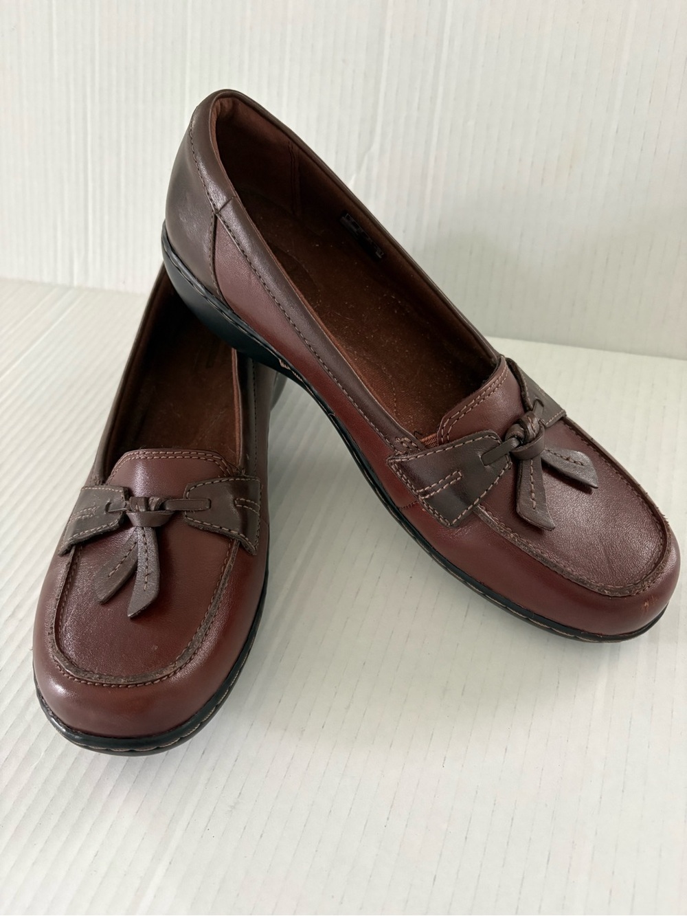Clark’s Ashland bubble loafers Brown Leather Tassel detail Women’s 8.5